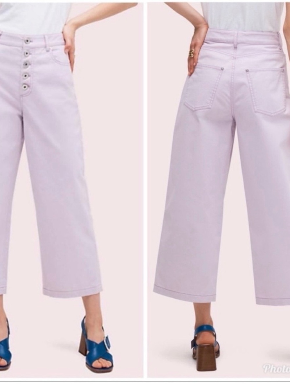KATE SPADE Button Front
Wide Leg Crop Pants Culottes Frozen Lilac Size 28